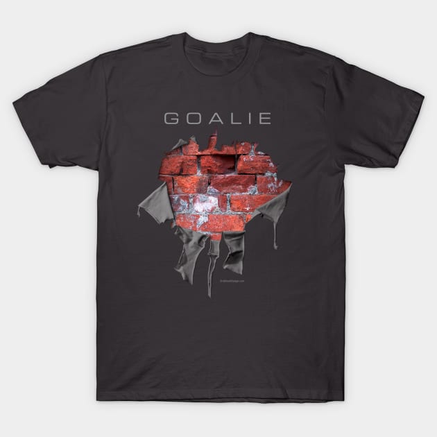 Torn Brick Wall Hockey Goalie - hockey player T-Shirt by eBrushDesign